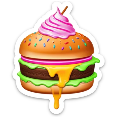 Melted neon  ice cream burger slice sticker