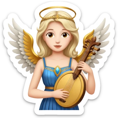 Muse of inspiration with wings and a lyre in her hand sticker