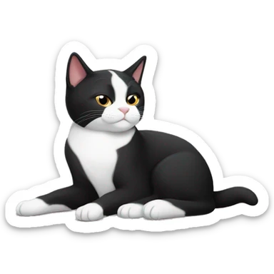 Black and white tuxedo cat napping sticker