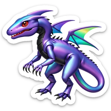 Shiny Iridescent Genesect-Salandit-Fakémon-hybrid-creature (full body)  sticker