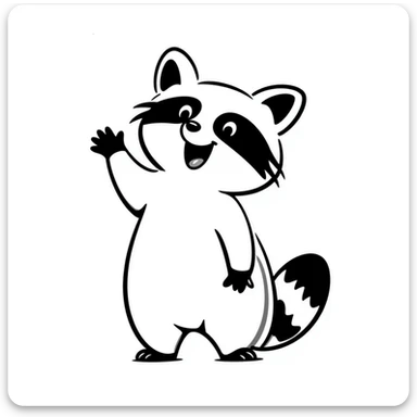 raccoon laughing hard and waving sticker