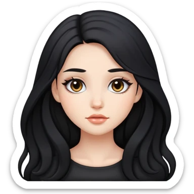 black long hair girl with soft makeup sticker