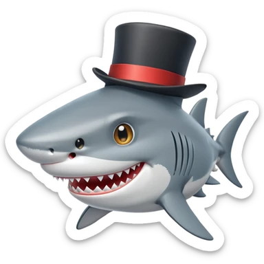 Shark with a top hat sticker