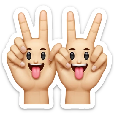 Middle fingers on the side and an emoji sticking the tongue out sticker
