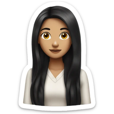 Pretty girl with long black hair sticker