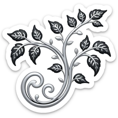 Black and silver filigree vine design, 3D, extremely detailed design sticker