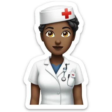 Dark brown hair white skin nurse doing injection sticker