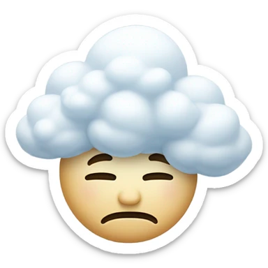 face with cloud on top representing thinking sticker