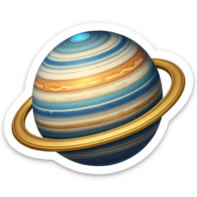 Oval shaped planet with rings sticker