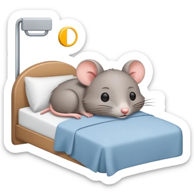 Crea una imagen de un rato adorable gris parecido a este 🐭 donde este duermiendo en una cama y de su cabeza aparezca esto 💤 indicando q está muy dormido.  sticker