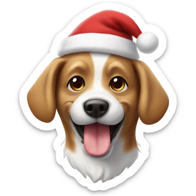 Dog with Santa hat smile sticker