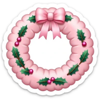 baby pink christmas wreath sticker