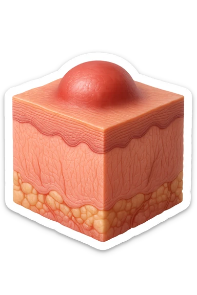 TESSUTO DI EPIDERMIDE UMANA CON NODULO DI UN CORPO UMANO ANATOMICO, IPERREALISTICO 4K sticker