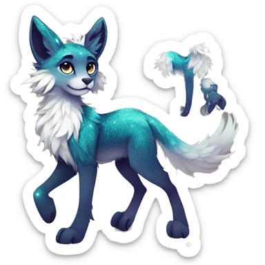 Cool cute Kawaii edgy fantasy animal sparkle fursona Fionbri by griffsnuff & LiLaiRa & Falvie full body sticker