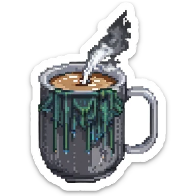 Pixel art coffee mug with steam sticker