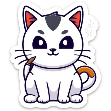 cat with cigarette in mouth staring intensely sticker