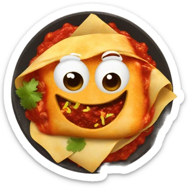 red salsa enchiladas in a plate sticker