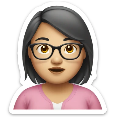 chubby asian girl with glasses sticker