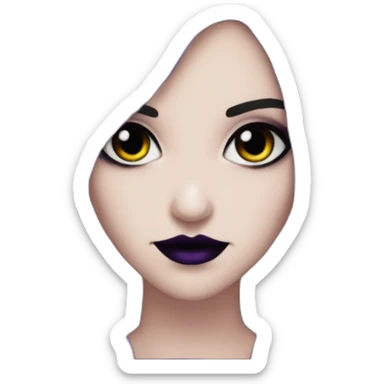 Elissabat-with-bangs-long-hair-dark-purple-and-black-vampire-goth-makeup-pinkeyes-romanticgothcloses- sticker