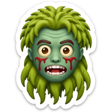 Faça um zumbi estilo emojis de iPhone, de uma moça parda dos cabelos ondulados  sticker