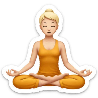 Minimalistic flat vector icon, iOS style, thin black contour on white background. Person in lotus pose with rising spiral energy above. No text, no shadows. sticker