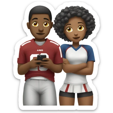 Boy watching football while girl plays on phone bored sticker