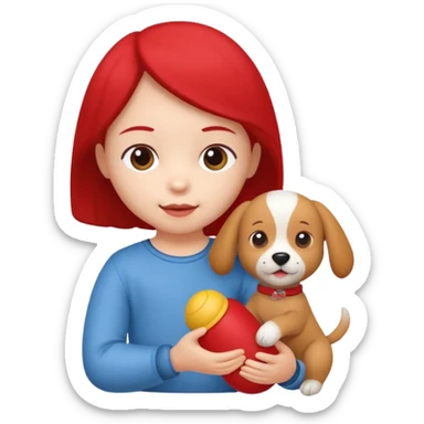 child with dog toy sticker
