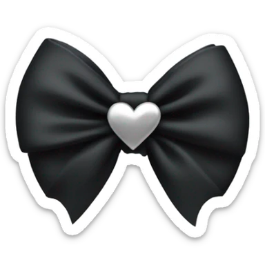 black bow with a silver heart bow in the center sticker