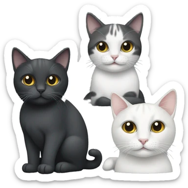 two cats: one that is dark grey and white, and one that is black sticker