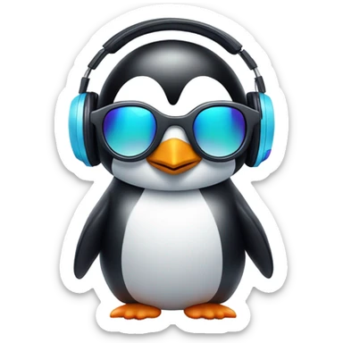 Techno penguin sticker