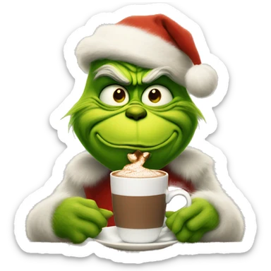 Grinch with hot coco  sticker