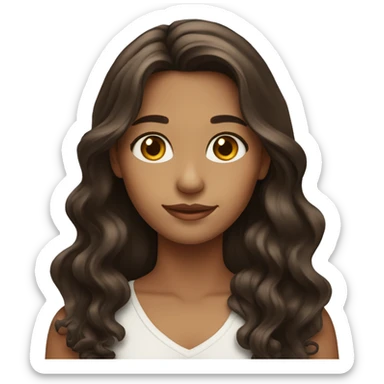 girl with long wavy dark brown hair with highlights  sticker