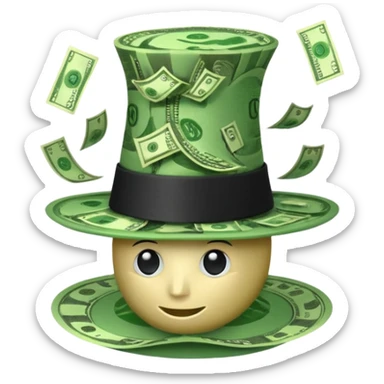 gorro de mago lleno de dolares sticker