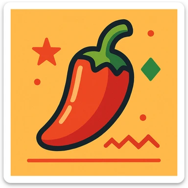 red chili pepper with green stem representing Mexican cuisine sticker