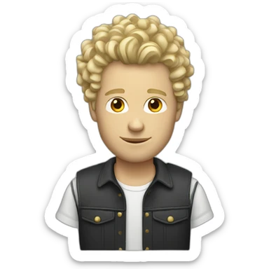 Blonde white man with curly hair Mohawk sticker