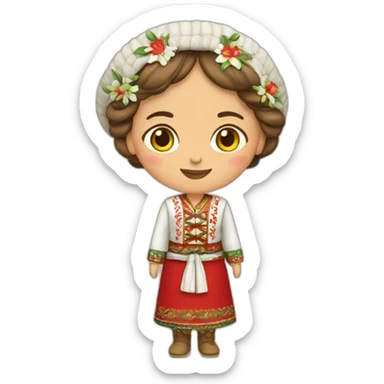 Woman in traditional bulgarian clothing sticker