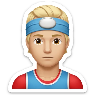 blonde male athelete with headband sticker