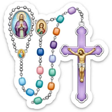 jolie chapelet catholique multicolore pastel sticker