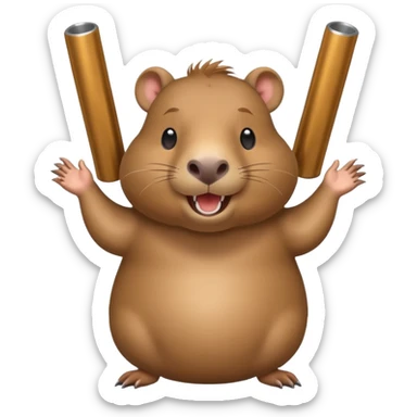 laughing capybara surrounded by stainless steel tubes sticker