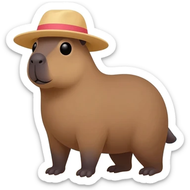Capybara wearing a beach hat sticker