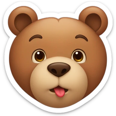 Female bear and male bear kissing, face only, with hearts above them sticker