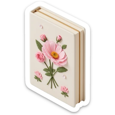pretty ivory floral embroidered hardcover journal sticker