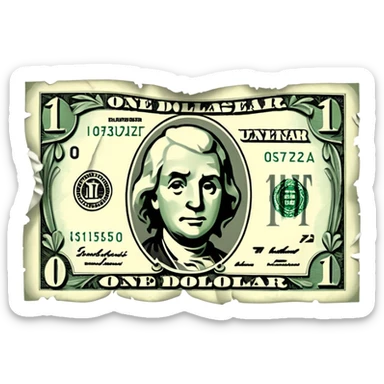 damaged one dollar billone dollar bill sticker