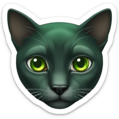 crea un emoji de un gato negroo con ojos verdes sticker