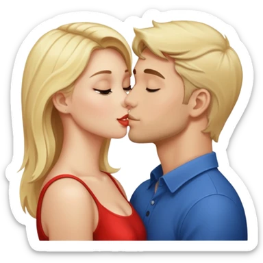 Beautiful blonde woman kissing handsome man sticker