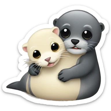 seal hugging ferret  sticker
