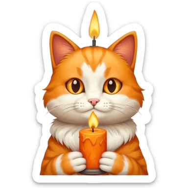 candle-holding cat sticker