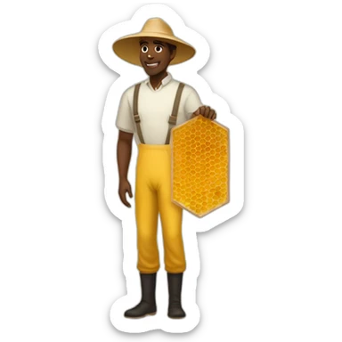 Tall black man beekeeper with honeycomb full body sticker