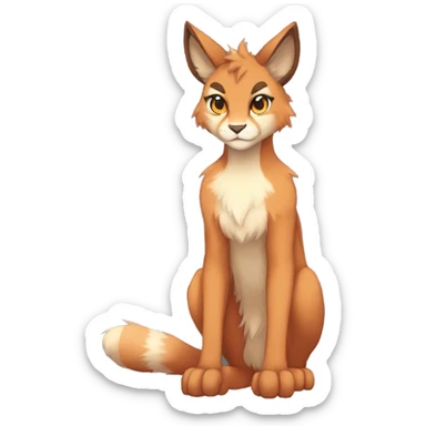 Anthro Beige-Orange-Brown Furry-Sona-Fakemon Lynx-Caracal Full Body sticker