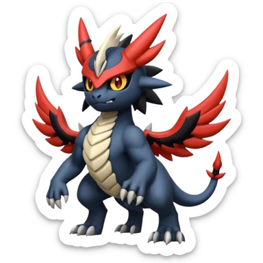 Handsome cool badass edgy Absol-Litten-Guilmon-Giratina-Yveltal-Pokémon-Fakémon-fusion-hybrid-creature sticker